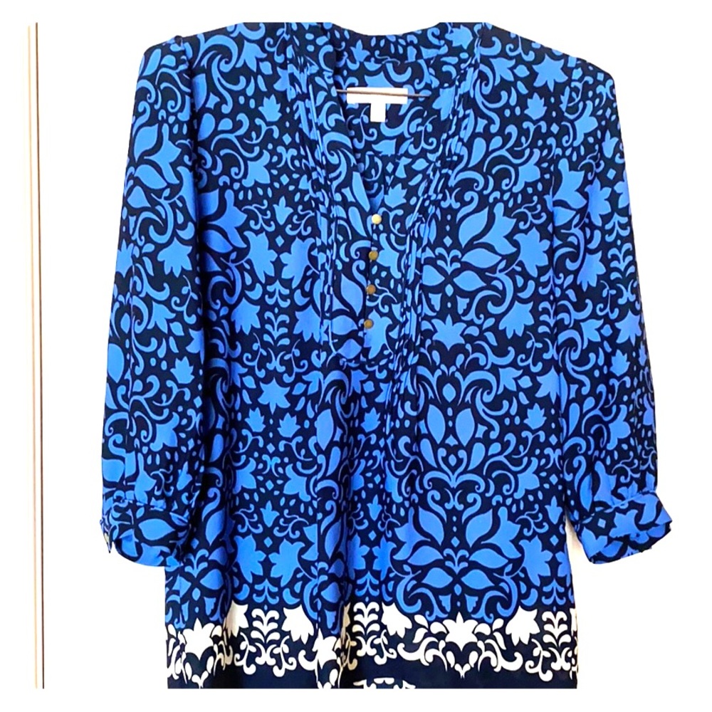 Banana Republic S Blue Navy Print Shirt Tunic EUC